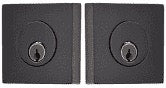 SQUARE DEADBOLT WITH 2-3/8" BACKSET AND 1/4" ROUND FACEPLATE AND STRIKEPLATE