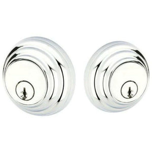 LOW PROFILE DEADBOLT WITH 2-3/8" BACKSET AND 1/4" ROUND FACEPLATE AND STRIKEPLATE