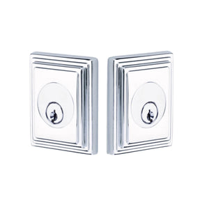 WILSHIRE DEADBOLT WITH 2-3/8" BACKSET AND 1/4" ROUND FACEPLATE AND STRIKEPLATE
