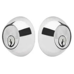 REGULAR DEADBOLT WITH 2-3/8" BACKSET AND 1/4" ROUND FACEPLATE AND STRIKEPLATE