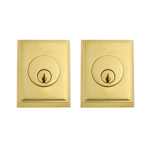 RECTANGULAR DEADBOLT WITH 2-3/8" BACKSET AND 1/4" ROUND FACEPLATE AND STRIKEPLATE