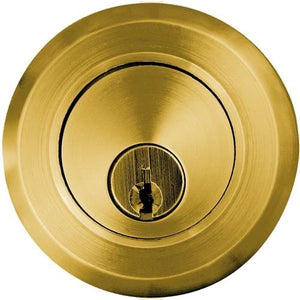 MODERN DEADBOLT WITH 2-3/8" BACKSET AND 1/4" ROUND FACEPLATE AND STRIKEPLATE
