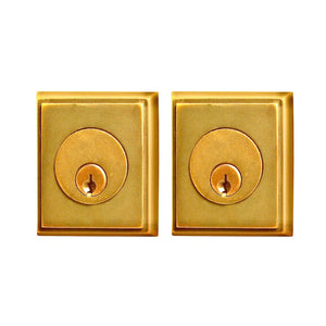 RECTANGULAR DEADBOLT WITH 2-3/8" BACKSET AND 1/4" ROUND FACEPLATE AND STRIKEPLATE