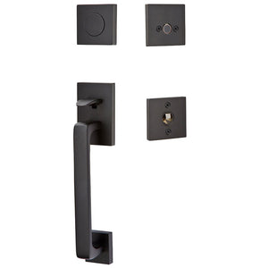 BADEN FLAT BLACK (US19) HANDLESET DUMMY [4810] W/ 2-3/8" BACKSET AND 1/4" ROUND FACEPLATE AND STRIKEPLATE W/ INTERIOR LEVER