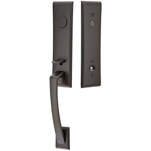 APOLLO FLAT BLACK (US19) HANDLESET DUMMY [4805] W/ 2-3/8" BACKSET AND 1/4" ROUND FACEPLATE AND STRIKEPLATE W/ INTERIOR LEVER