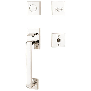 BADEN POLISHED NICKEL (US14) HANDLESET DUMMY [4810] W/ 2-3/8" BACKSET AND 1/4" ROUND FACEPLATE AND STRIKEPLATE W/ INTERIOR LEVER