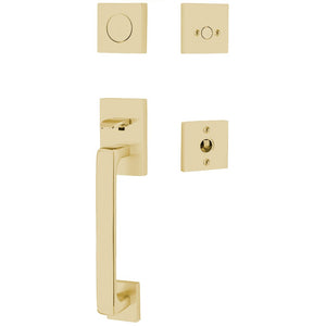 BADEN SATIN BRASS (US4) HANDLESET DUMMY [4810] W/ 2-3/8" BACKSET AND 1/4" ROUND FACEPLATE AND STRIKEPLATE W/ INTERIOR LEVER