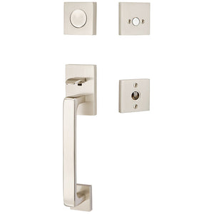 BADEN SATIN NICKEL (US15) HANDLESET DUMMY [4810] W/ 2-3/8" BACKSET AND 1/4" ROUND FACEPLATE AND STRIKEPLATE W/ INTERIOR LEVER
