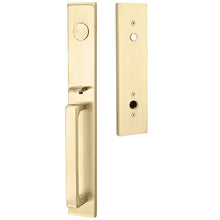 Load image into Gallery viewer, LAUSANNE SATIN BRASS (US4) HANDLESET DUMMY [4809] W/ 2-3/8&quot; BACKSET AND 1/4&quot; ROUND FACEPLATE AND STRIKEPLATE W/ INTERIOR LEVER
