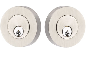 MODERN DISC DEADBOLT WITH 2-3/8" BACKSET AND 1/4" ROUND FACEPLATE AND STRIKEPLATE