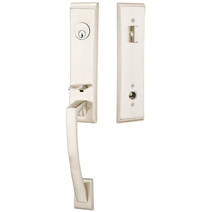 APOLLO SATIN NICKEL (US15) HANDLESET SINGLE-CYLINDER [4815] W/ 2-3/8" BACKSET AND 1/4" ROUND FACEPLATE AND STRIKEPLATE W/ INTERIOR KNOB