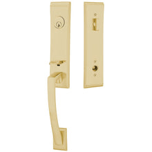 Load image into Gallery viewer, APOLLO SATIN BRASS (US4) HANDLESET SINGLE-CYLINDER [4815] W/ 2-3/8&quot; BACKSET AND 1/4&quot; ROUND FACEPLATE AND STRIKEPLATE W/ INTERIOR LEVER
