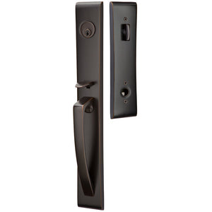 ORION OIL RUBBED BRONZE (US10B) HANDLESET SINGLE-CYLINDER [4816] W/ 2-3/8" BACKSET AND 1/4" ROUND FACEPLATE AND STRIKEPLATE W/ INTERIOR LEVER