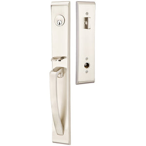 ORION SATIN NICKEL (US15) HANDLESET SINGLE-CYLINDER [4816] W/ 2-3/8" BACKSET AND 1/4" ROUND FACEPLATE AND STRIKEPLATE W/ INTERIOR KNOB