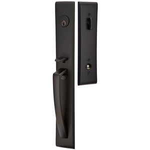 ORION FLAT BLACK (US19) HANDLESET SINGLE-CYLINDER [4816] W/ 2-3/8" BACKSET AND 1/4" ROUND FACEPLATE AND STRIKEPLATE W/ INTERIOR KNOB