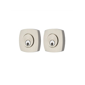URBAN MODERN DEADBOLT WITH 2-3/8" BACKSET AND 1/4" ROUND FACEPLATE AND STRIKEPLATE