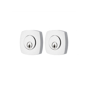 URBAN MODERN DEADBOLT WITH 2-3/8" BACKSET AND 1/4" ROUND FACEPLATE AND STRIKEPLATE