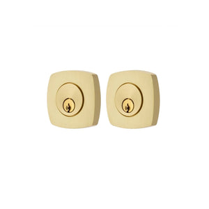 URBAN MODERN DEADBOLT WITH 2-3/8" BACKSET AND 1/4" ROUND FACEPLATE AND STRIKEPLATE