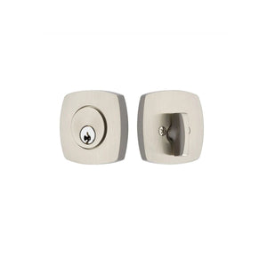 URBAN MODERN DEADBOLT WITH 2-3/8" BACKSET AND 1/4" ROUND FACEPLATE AND STRIKEPLATE