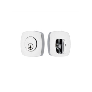 URBAN MODERN DEADBOLT WITH 2-3/8" BACKSET AND 1/4" ROUND FACEPLATE AND STRIKEPLATE