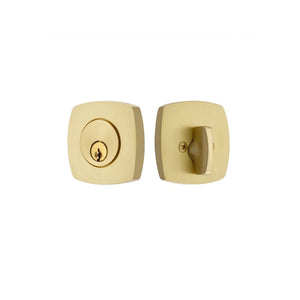 URBAN MODERN DEADBOLT WITH 2-3/8" BACKSET AND 1/4" ROUND FACEPLATE AND STRIKEPLATE