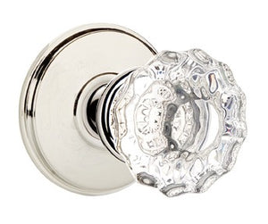 ASTORIA GLASS (AS) PASSAGE (HALL/CLOSET) KNOB WITH 2-3/8" BACKSET AND 1/4" ROUND FACEPLATE AND STRIKEPLATE