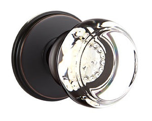GEORGETOWN GLASS (GT) PASSAGE (HALL/CLOSET) KNOB WITH 2-3/8" BACKSET AND 1/4" ROUND FACEPLATE AND STRIKEPLATE