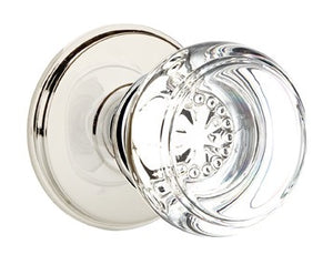 GEORGETOWN GLASS (GT) PASSAGE (HALL/CLOSET) KNOB WITH 2-3/8" BACKSET AND 1/4" ROUND FACEPLATE AND STRIKEPLATE