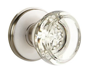 GEORGETOWN GLASS (GT) PRIVACY (BED/BATH) KNOB WITH 2-3/8" BACKSET AND 1/4" ROUND FACEPLATE AND STRIKEPLATE