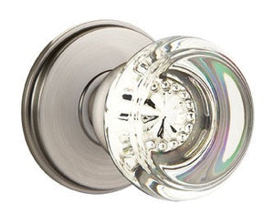 GEORGETOWN GLASS (GT) PRIVACY (BED/BATH) KNOB WITH 2-3/8" BACKSET AND 1/4" ROUND FACEPLATE AND STRIKEPLATE