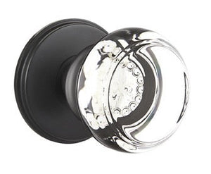 GEORGETOWN GLASS (GT) PRIVACY (BED/BATH) KNOB WITH 2-3/8" BACKSET AND 1/4" ROUND FACEPLATE AND STRIKEPLATE