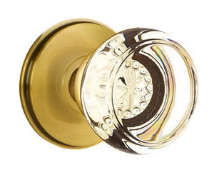GEORGETOWN GLASS (GT) PRIVACY (BED/BATH) KNOB WITH 2-3/8" BACKSET AND 1/4" ROUND FACEPLATE AND STRIKEPLATE