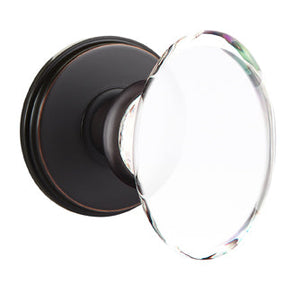 HAMPTON GLASS (HT) PASSAGE (HALL/CLOSET) KNOB WITH 2-3/8" BACKSET AND 1/4" FACEPLATE AND STRIKEPLATE WITH TRADITIONAL ROSETTE