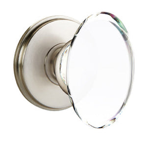 HAMPTON GLASS (HT) PRIVACY (BED/BATH) KNOB WITH 2-3/8" BACKSET AND 1/4" FACEPLATE AND STRIKEPLATE WITH TRADITIONAL ROSETTE