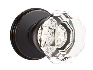 OLD TOWN GLASS (OT) PRIVACY (BED/BATH) KNOB WITH 2-3/8" BACKSET AND 1/4" ROUND FACEPLATE AND STRIKEPLATE