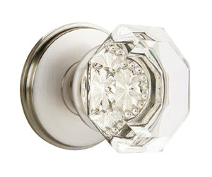 OLD TOWN GLASS (OT) PRIVACY (BED/BATH) KNOB WITH 2-3/8" BACKSET AND 1/4" ROUND FACEPLATE AND STRIKEPLATE