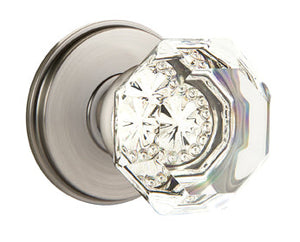 OLD TOWN GLASS (OT) PASSAGE (HALL/CLOSET) KNOB WITH 2-3/8" BACKSET AND 1/4" ROUND FACEPLATE AND STRIKEPLATE