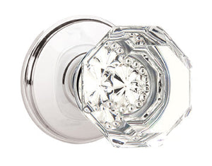 OLD TOWN GLASS (OT) PRIVACY (BED/BATH) KNOB WITH 2-3/8" BACKSET AND 1/4" ROUND FACEPLATE AND STRIKEPLATE