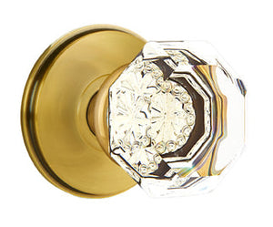 OLD TOWN GLASS (OT) PASSAGE (HALL/CLOSET) KNOB WITH 2-3/8" BACKSET AND 1/4" ROUND FACEPLATE AND STRIKEPLATE