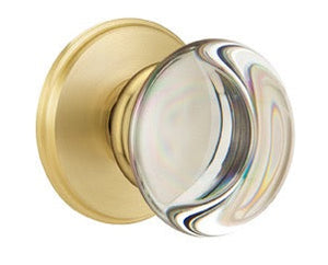 PROVIDENCE GLASS (PC) PRIVACY (BED/BATH) KNOB WITH 2-3/8" BACKSET AND 1/4" ROUND FACEPLATE AND STRIKEPLATE