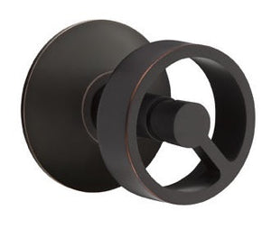 SPOKE (SPK) PRIVACY (BED/BATH) KNOB WITH 2-3/8" BACKSET AND 1/4" ROUND FACEPLATE AND STRIKEPLATE