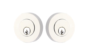 MODERN DISC DEADBOLT WITH 2-3/8" BACKSET AND 1/4" ROUND FACEPLATE AND STRIKEPLATE