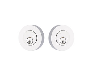 MODERN DISC DEADBOLT WITH 2-3/8" BACKSET AND 1/4" ROUND FACEPLATE AND STRIKEPLATE