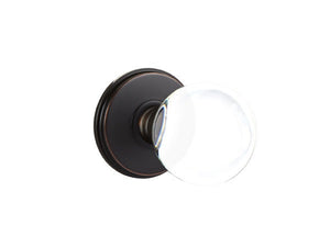 BRISTOL GLASS (BL) PRIVACY (BED/ BATH) KNOB WITH 2-3/8" BACKSET AND 1/4" ROUND FACEPLATE AND STRIKEPLATE WITH TRADITIONAL ROSETTE