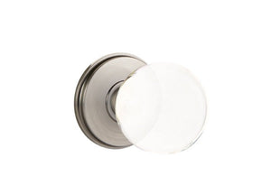 BRISTOL GLASS (BL) PRIVACY (BED/ BATH) KNOB WITH 2-3/8" BACKSET AND 1/4" ROUND FACEPLATE AND STRIKEPLATE WITH TRADITIONAL ROSETTE