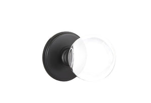 BRISTOL GLASS (BL) PRIVACY (BED/ BATH) KNOB WITH 2-3/8" BACKSET AND 1/4" ROUND FACEPLATE AND STRIKEPLATE WITH TRADITIONAL ROSETTE