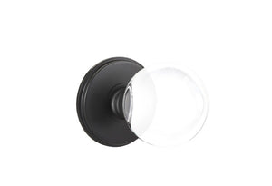 BRISTOL GLASS (BL) PASSAGE (HALL/CLOSET) KNOB WITH 2-3/8" BACKSET AND 1/4" ROUND FACEPLATE AND STRIKEPLATE WITH TRADITIONAL ROSETTE