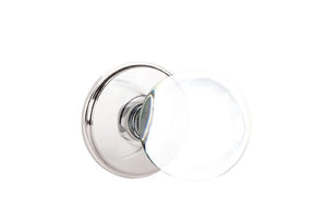 BRISTOL GLASS (BL) PRIVACY (BED/ BATH) KNOB WITH 2-3/8" BACKSET AND 1/4" ROUND FACEPLATE AND STRIKEPLATE WITH TRADITIONAL ROSETTE