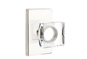 MODERN SQUARE GLASS (MSC) PRIVACY (BED/BATH) KNOB WITH 2-3/8" BACKSET AND 1/4" ROUND FACEPLATE AND STRIKEPLATE