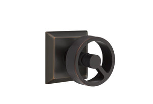 SPOKE (SPK) PRIVACY (BED/BATH) KNOB WITH 2-3/8" BACKSET AND 1/4" ROUND FACEPLATE AND STRIKEPLATE
